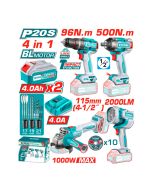 Combo Taladro + Pistola Impacto + Esmedriladora + Linterna